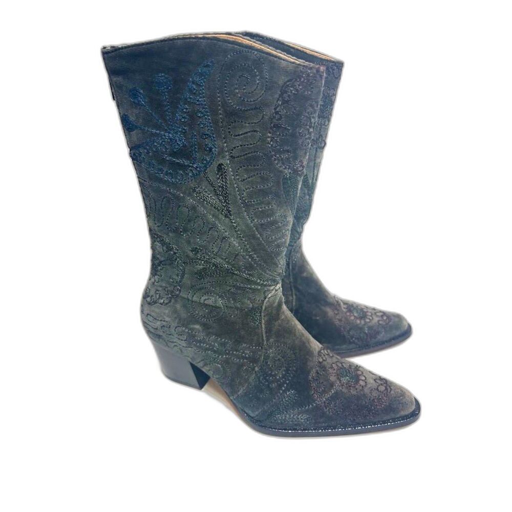 Erkan Demir Artemis Embroidery Boots Turkish Art to wear Boho Witchy Sz 37 6.5-7